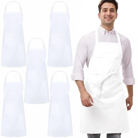 umboom 5 Pièces Noir Blanc Tabliers, Chef Tabliers pour Hommes et Femmes, Professionnel Cuisine Serveur Tabliers (1 Poche)