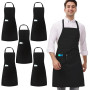 umboom 5 Pièces Noir Blanc Tabliers, Chef Tabliers pour Hommes et Femmes, Professionnel Cuisine Serveur Tabliers (1 Poche)