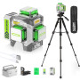 Huepar Pro Niveau Laser avec Trépied Haut, 360 Autonivelant ZK03CGT | Trépied de 127 cm, Haute Précision ±2 mm, Télécommande, Au