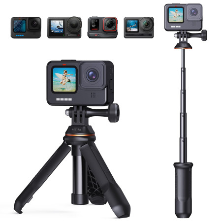 K&F CONCEPT Mini trépied 33cm avec Pôle Télescopique | Selfie stick portable, compatible avec GoPro Hero 13/12/11/10, DJI Osmo A