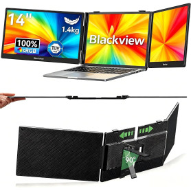 Blackview DCM5 Double Ecran PC Portable 14" FHD 1080P IPS Certifié TÜV Multi Triple Ecran PC Extension Ecran pour 13-17,3" Ordin