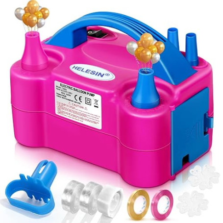 HELESIN Pompe à Ballon électrique, 600 W, Portable, avec 2 Modes de gonflage, gonfleur pour décoration d'anniversaire, fête, Noë