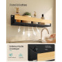 SONGMICS Étagère à Épices Murale, Lot de 4, Acier et Bambou | Étagère de Rangement Cuisine, Salle de Bain, Noir d'Encre et Bambo