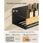 SONGMICS Étagère à Épices Murale, Lot de 4, Acier et Bambou | Étagère de Rangement Cuisine, Salle de Bain, Noir d'Encre et Bambo