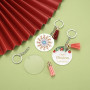30 Pcs Porte Clef Personnalisable, Porte-clés Disque en Acrylique | 30 Anneaux Porte Clef et 30 Pendentifs à Pompons, Cercle Pen