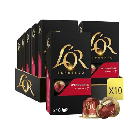 L'Or Espresso Café - 100 Capsules Splendente Intensité 7 | Compatibles Nespresso®*, lot de 10 x 10 capsules aluminium