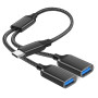 AXFEE USB-C to USB Adapter,USB-C mâle vers 2 USB 2.0 Tête de Femme Splitter | 2 en 1 Adaptateur Type C Mâle vers 2 USB Femelle E