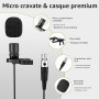 TONOR Micro sans Fil UHF avec Microphone Casqueà/Micro Cravate, Transmetteur Bodypack et Mini récepteur Rechargeable Sortie 6,35