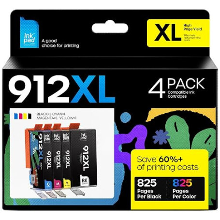 912XL Cartouches d'encre Compatible avec Cartouche HP 912 912XL | Compatible pour HP OfficeJet 8012 8014 8015 8017 pour HP Offic