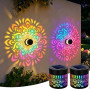Applique Murale Exterieur Solaire, Dégradé de 7 Couleurs Mandala Fleur de Lumiere Solaire Murale Métal LED Etanche Lampion Mural