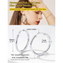 PROSTEEL Boucle d'Oreille Créole Femme 20mm/30mm/40mm/60mm/80mm, Anneaux d'Oreilles Epais en Acier Inoxydable/Plaqué Or/Noir, 90