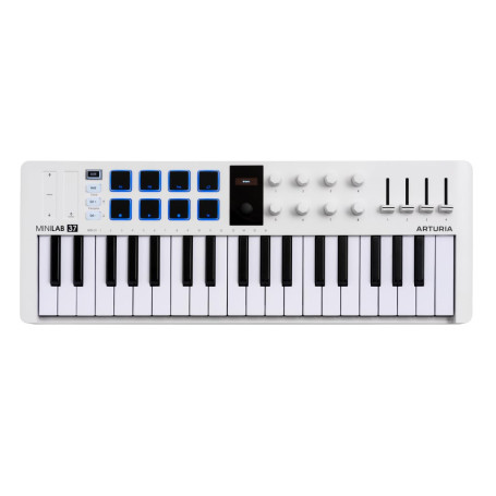 Arturia MiniLab 37 Clavier de contrôle USB MIDI 37 touches | 37 touches fines, pads, encodeurs, faders, intégration DAW, USB-C, 