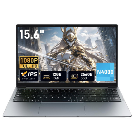 XWU Ordinateur Portable 15,6" avec 12 Go RAM,SSD 256 Go,écran 100% sRGB,processeur N4000 Win 11, Wi-FI 5 Double Bande,Bluetooth 