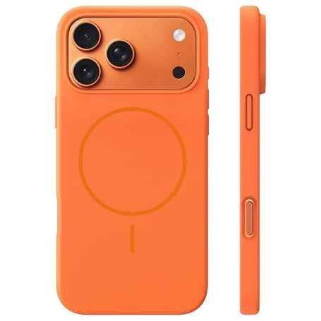 TOCOL Coque pour iPhone 17 Pro Max, Compatible avec MagSafe, Orange | Anneau Magnétique Intégré, Case Silicone Liquide, Protecti