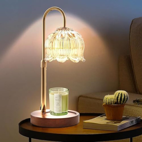 paryou Chauffe-bougie électrique avec minuteur - Hauteur réglable - Intensité variable - Avec 2 ampoules - Pour la décoration de