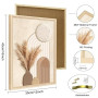 3Pcs Cadre en bois Impression sur Toile Beige Clair et Crème Tableau Silhouette Féminine Peinture Motif Abstrait Neutre Tableau