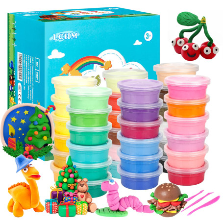 36 Couleurs d'argile sèche à l'air Libre Argile de modelage Ultra légère LCHM Magic Clay DIY Démarrage Clay avec livret de Proje