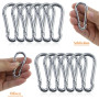Lot de 16 mousquetons, 6 x 60 mm, petits, charge maximale : 180 kg, mousquetons pour porte-clés, camping, hamac, laisse pour chi