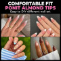UNA GELLA Capsule Américaine Ongle Amande, 216 Pièces 12 Tailles (Forme Pointue Préformée) Tips en Gel Souple Demi-Mat Prothèses