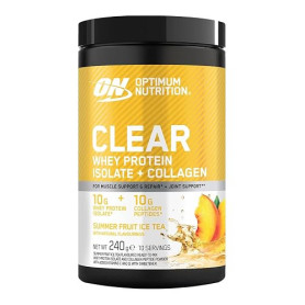 Optimum Nutrition Clear Whey + Collagène, Thé Glacé Fruits d’Été, 10 g Whey Isolate et 10 g Peptides de Collagène par Portion, B