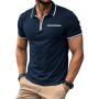 Runcati Polo Homme à Manches Courtes, Coupe ajustée avec Zip, pour Golf et Tennis en été