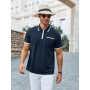Runcati Polo Homme à Manches Courtes, Coupe ajustée avec Zip, pour Golf et Tennis en été