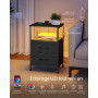 SONGMICS Lot de 2 Tables de Chevet, Multiprise, Éclairage LED Réglable | Lot de 2 Tables de Nuit, 1 Étagère Ouverte et 2 Tiroirs