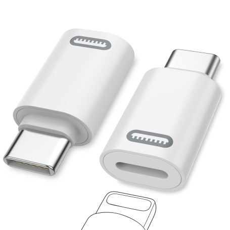 MoKo Adaptateur Lightning vers USB-C pour iPhone Duo 18 17 16 15 | Non pour Écouteurs/Clé USB/Apple Pencil, pour Charge Rapide, 