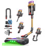 Ivormentico Aspirateur balai sans fil 68kPa/600W/70min | design autoportant, double réservoir de 1,8L, brosse anti-enchevêtremen