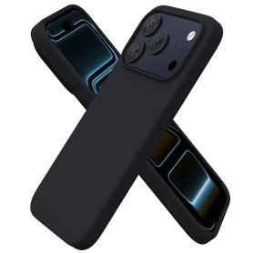 ORNARTO Coque pour iPhone 17 Pro Silicone - Noir | en Silicone Liquide, Protection Antichoc Complète, Intérieur Doux en Microfib