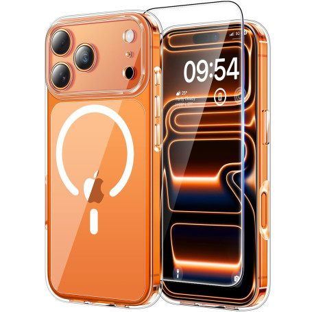 TAURI Coque Magnétique pour iPhone 17 Pro,Transparent | Protection D'écran Incluse, Compatible avec MagSafe, Protection Caméra T