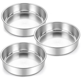 Berglander Lot de 3 Moules à Gâteau 8 Pouces, 20cm Moules Ronds en Acier Inoxydable pour gâteau à étages Non Toxiques & Sains, É