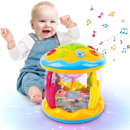 m zimoon Jouets Musicaux 6 9 12 18 Mois Plus Bébé, Projecteur Tournant Jouet avec Musique et Multicolores Lumières, éducatif Cad