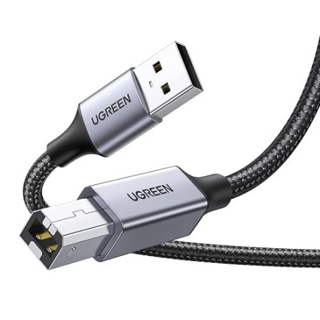 UGREEN Câble Imprimante USB Cable A vers B 2.0 (2M) | Nylon Tressé, Compatible avec Printer HP, Canon, Epson, Lexmark, Brother,