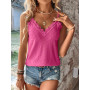 Haibang Debardeur Femme Chic et Élégant Été Top Caraco Dentelle sans Manche Bretelles Spaghetti Haut Sexy Lâche Chemise Oeillet 