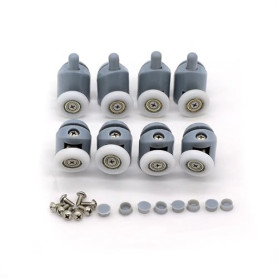 Lot de 8 roulettes pour porte de douche 23mm