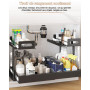 Ornestia Rangement sous Évier en Métal, 2 Niveaux | Tiroir Coulissant, Pour Placard Meuble Cuisine Salle Bain, Réglable en Haute