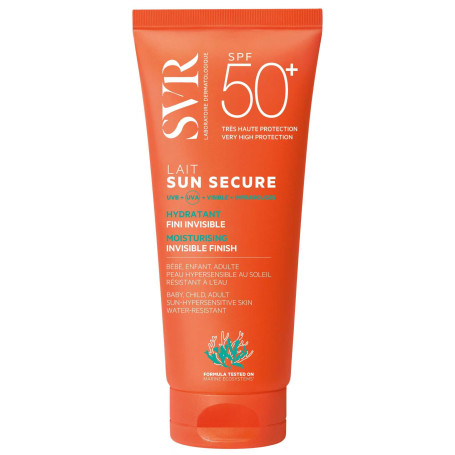 SVR Sun Secure Lait SPF50+ solaire Très haute protection UVA 100 ml | SPF50+, UVA UVB, texture invisible, hydratation durable, p