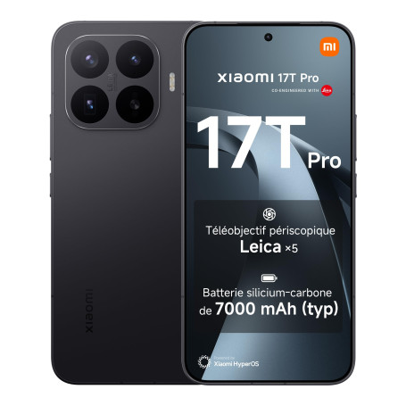 XIAOMI 17T Pro Smartphone 12+512 Go Téléobjectif Leica x5 - Noir | Écran 6,83 pouces 144Hz, batterie 7000mAh, 5G, HyperCharge 10