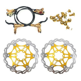NYK Zoom Kit de freins à disque hydrauliques avant et arrière avec disque de frein flottant 160 mm et boulons dorés pour VTT