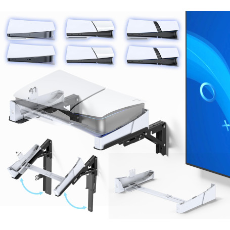 Support Mural Horizontal Réglable pour PS5/Slim/Pro, Support Mural PS5pour Console PlayStation 5, Accessoire et Kit Complet Inst