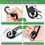 4 PCS Mousqueton Porte Clé Voiture avec Alliage de Zinc, Double Anneau, Porte Clef Solide et Léger pour Homme et Femme, Noir Ble