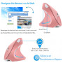 WREWING Souris verticale ergonomique sans fil 2,4 GHz avec 4 DPI réglables 800/1200/1600/2400, 6 boutons, compatible avec PC, bu