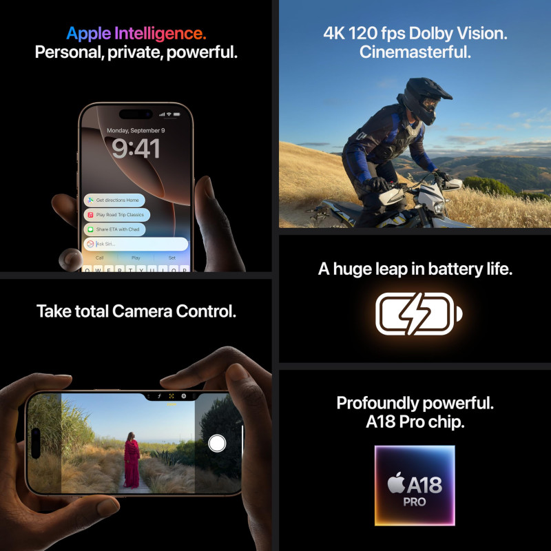Apple iPhone 16 Pro, 128GB, Titane naturel – 974 | Isleden