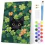 EOBROMD Peinture Numero Adulte avec Cadre, Chat Noir Dans L'herbe Loisirs Créatifs Adultes, Kits de Peinture au Numéro Bricolage