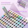 Arrtx OROS Lot de 66 marqueurs pastel à alcool avec pointe pinceau et pointe biseautée, adaptés pour la peinture, le coloriage, 