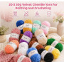 20x30g Pelotes Fil Chenille Crochet, Laine chenille pour Tricot et Crochet | Kit Laine Crochet 20 Couleurs avec Accessoires (Cro