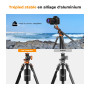 K&F Concept Trépied Vidéo 231cm avec Tête Fluide | Inclinaison ±90°, colonne centrale horizontale 360°, pour vidéo/DSLR/caméscop