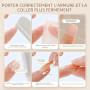 GlamRays 30 pièces Ongles Autocollants Rouges, Faux Ongles Amande Courts avec étoiles dorées en 3D, Design Perle, Press-ons, rec