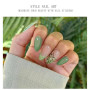 JMEOWIO Gel Nail Stickers Ongles Fleur French Tip Vert Semi-durci 20 Pièces